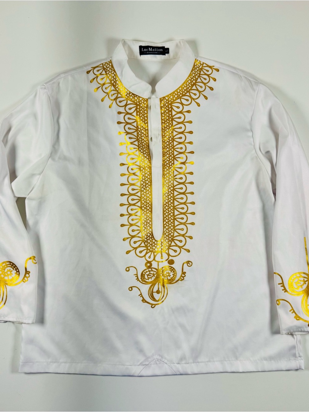White Tunic Shirt with Gold Embroidery